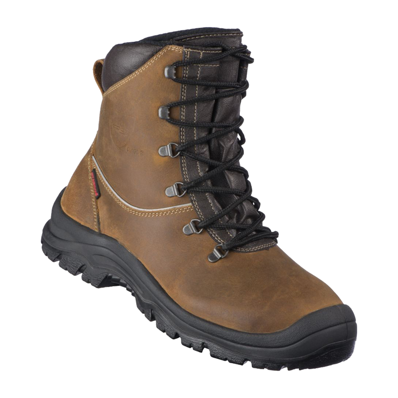 Brauner Stabilus Sepp S2 Forst Sicherheitsstiefel 3902 KWF Klasse 2 mit mittelhohem Schaft, Schnürung und robuster Profilsohle, ideal als atmungsaktiver Schnittschutzstiefel für den Forsteinsatz