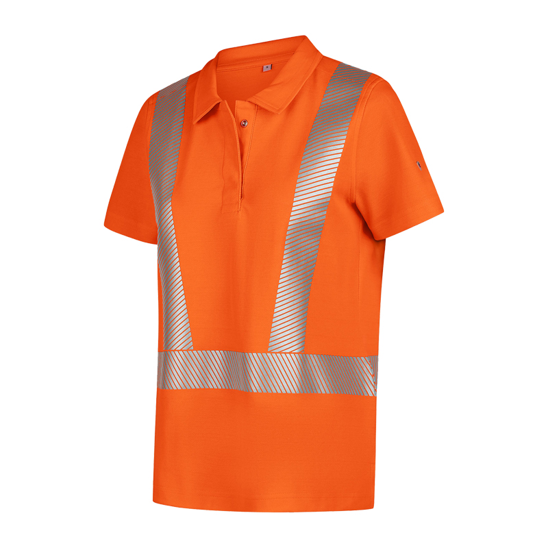 BP 2145 Warnschutz Comfort Damen Polo Shirt Klasse 2 von BP Bierbaum Proenen, orangefarbenes Damen-Polo mit kurzen Ärmeln und Reflexstreifen