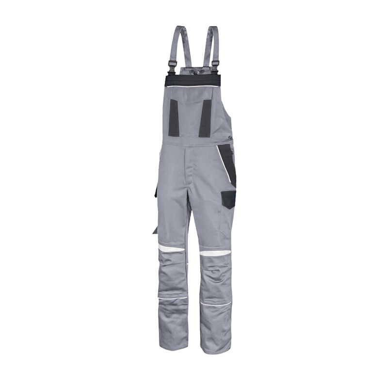 Graue HB ArcSelect MultiNorm Latzhose 4 kA + 7 kA APC2 von HB Protective Wear, doppellagig, flammhemmend, antistatisch und mit Störlichtbogenschutz Klasse 2