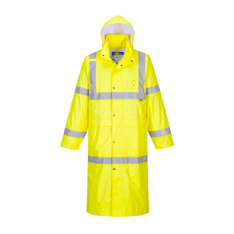 PortWest H445 Warnschutz Regen Mantel Klasse 3 | 122 cm