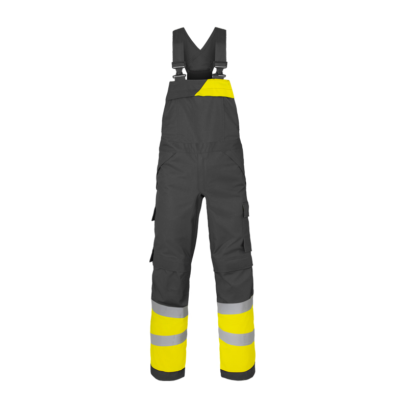 HaVeP Multi Protector+ BW Warnschutz Latzhose Klasse 1 APC1, anthrazit mit gelben Warnbereichen und Reflexstreifen, robuste FR-behandelte Arbeitslatzhose für professionelle Sicherheitsbereiche