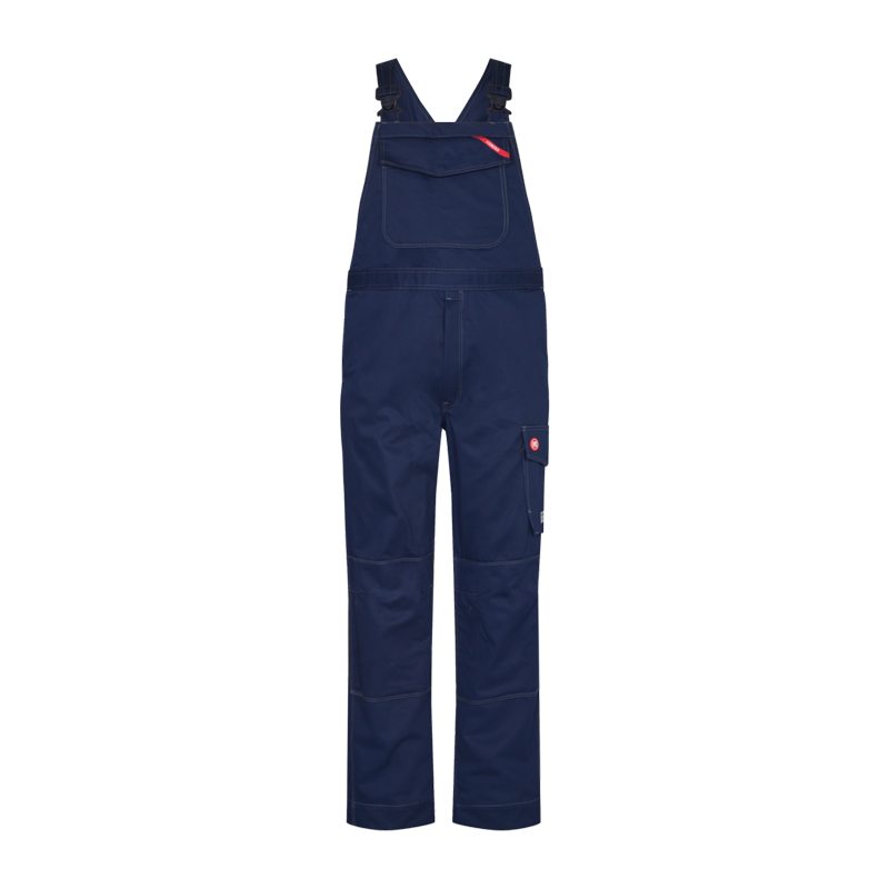 Marineblaue Engel Safety+ 3288-192 Schweißer-Latzhose Klasse 1 4 kA APC1 mit verstellbaren Trägern, Brusttasche und funktionellen Beintaschen für flammhemmenden Schutz bei Schweißarbeiten