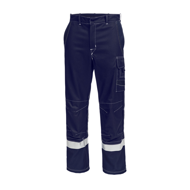 HB MODarc mit Reflex MultiNorm Hose 4 kA | APC1 von HB Protective Wear in Navy, robuste Arbeitsschutzhose mit Reflexstreifen und Seitentasche