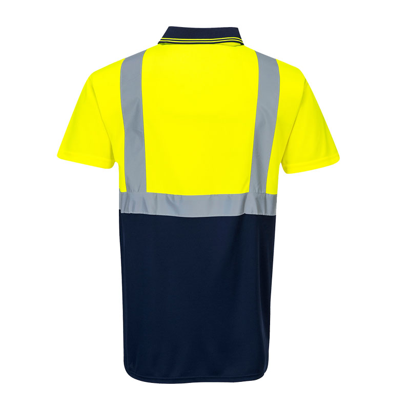 PortWest S479 Warnschutz Polo Shirt kurzarm kontrast Klasse 1
