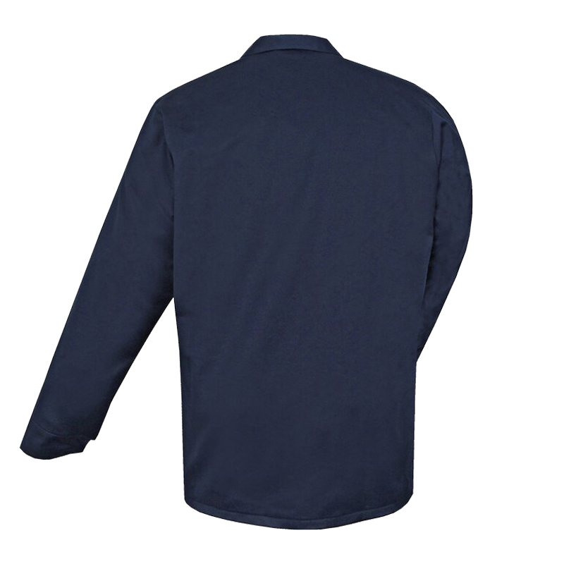 Rückansicht der HB Marlan Gießerei Jacke von HB Protective Wear in Dunkelblau, Schutzjacke gegen flüssiges Aluminium und Eisen für Gießereiarbeiten