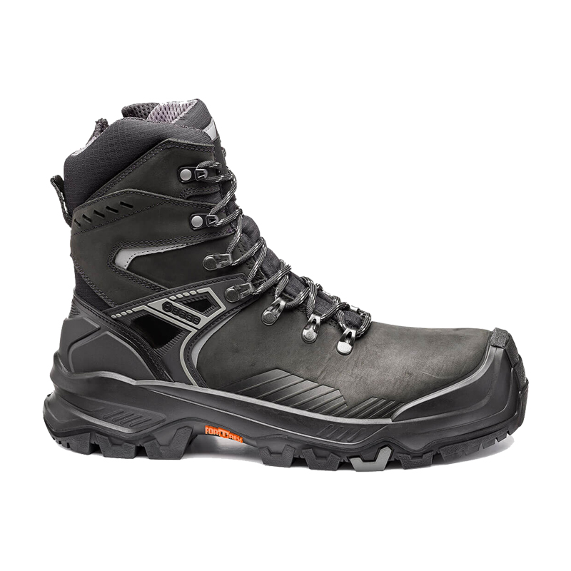 Schwarzer BASE T-Massive S3S Sicherheitsstiefel B1611 HRO CI HI, robuster Arbeitsstiefel mit hohem Schaft, Profilsohle und verstärkter Schutzkappe für Baustelle und Industrie