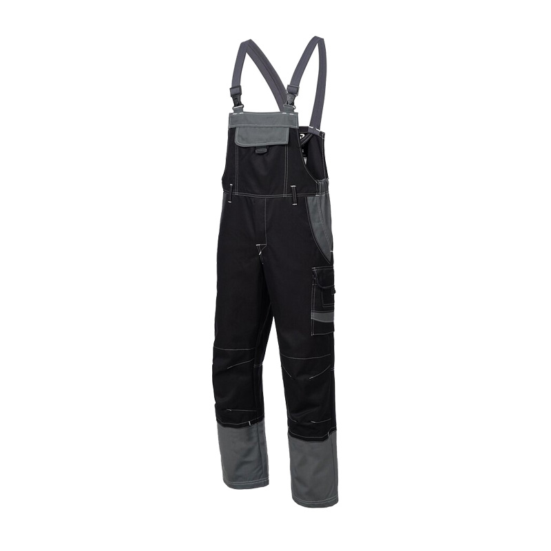 HB MODarc MultiNorm Latzhose 4 kA | APC1 von HB Protective Wear, schwarze und graue Schutz-Latzhose mit verstellbaren Trägern und aufgesetzten Taschen