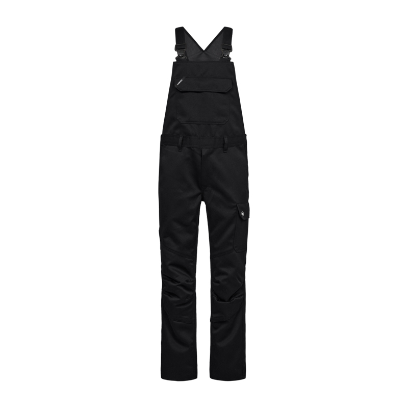 Schwarze Engel Latzhose mit Brusttasche, Seitentasche und verstellbaren Trägern, robuste Arbeitskleidung für Damen und Herren