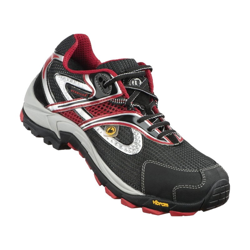 Stabilus Jogger1 ESD S1 Sicherheitsschuh Sneaker in Schwarz-Rot, leichter atmungsaktiver Halbschuh mit sportlichem Design