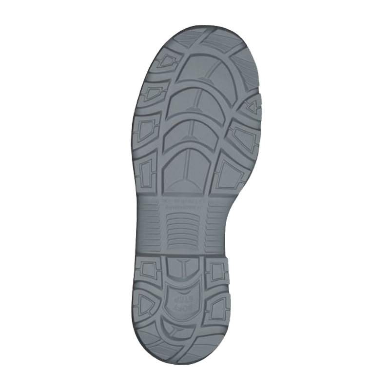 Graue Profilsohle des SCHÜTZE 2483X ESD S3S Sicherheits Stiefels mit rutschhemmendem Laufsohlenprofil und knöchelhohem Arbeitsschutz-Design