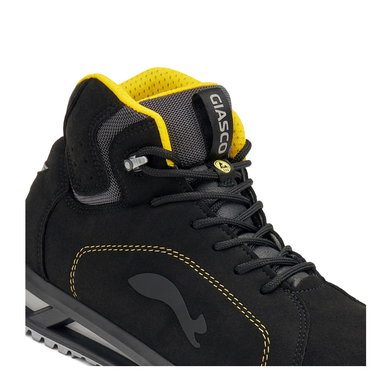 Giasco 3Hybrid ESD Borneo Sicherheitsstiefel S3L FO SR, knöchelhoher Arbeitsschuh in Schwarz-Gelb mit ESD-Schutz und hoher Dämpfung