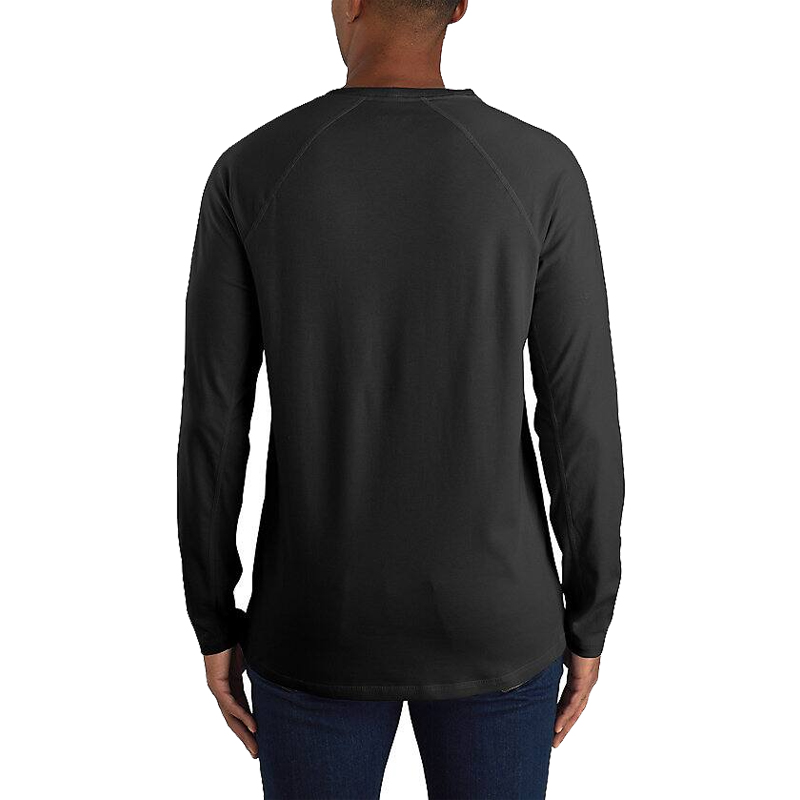 Rückenansicht des Carhartt 106656 Dearborn Langarm T-Shirts mit Brusttasche in Schwarz, Relaxed Fit