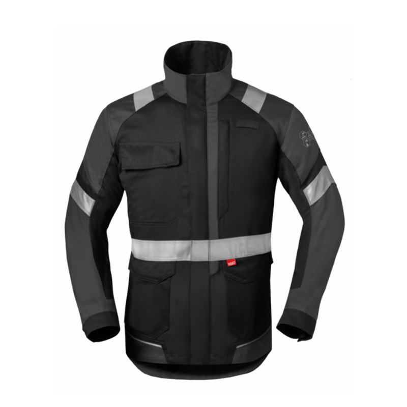 HaVeP 5Safety Image+ 50388 MultiNorm Damen Jacke APC1 in Schwarz/Grau mit Reflexstreifen, geeignet für Elektroindustrie, Schweißarbeiten und Wartung