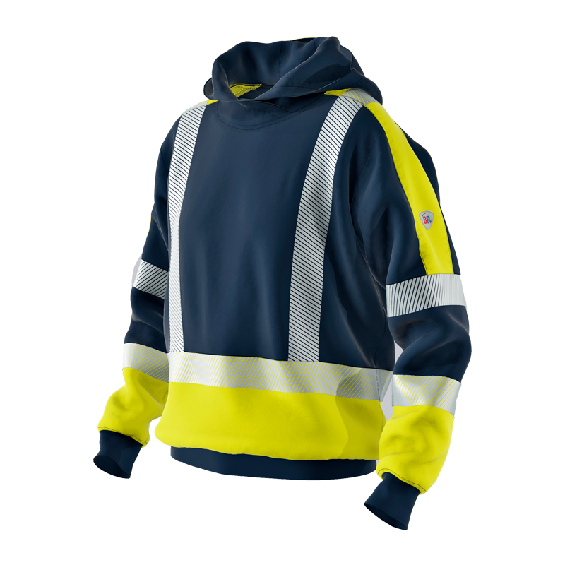 BP Bierbaum Proenen BP 2226 Hi-Vis MultiNorm Sweat Shirt mit Kapuze 4 kA | APC1 in Navy-Gelb mit Reflexstreifen