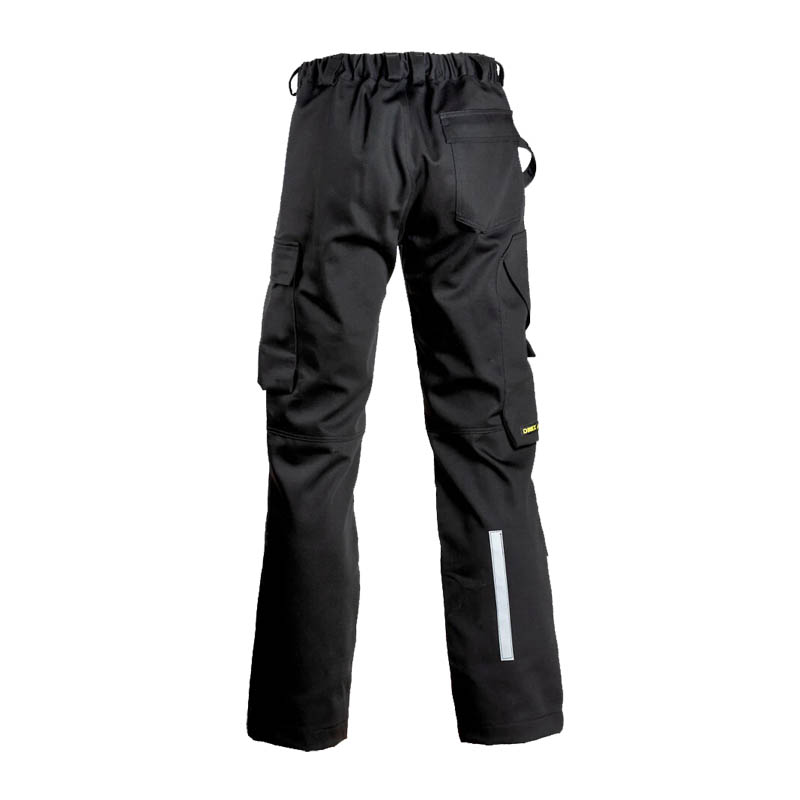 Rückansicht der schwarzen Dimex 6414 Schweißerhose Klasse 2 mit Kniepolstern, flammhemmende Arbeitshose für anspruchsvolle Schweißarbeiten