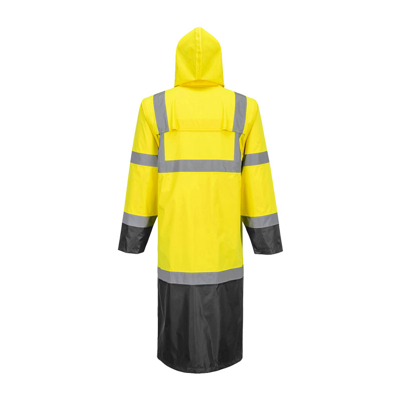 PortWest H446 Hi-Vis langer Warnschutz Regen Mantel 122 cm
