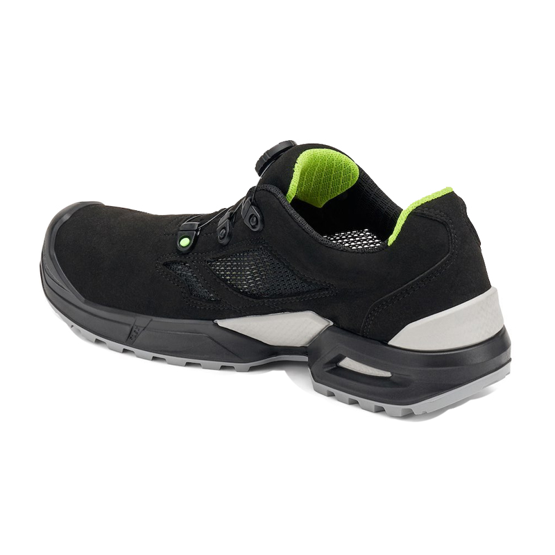 Giasco 3Ultra Opal S1PS Sicherheitsschuh in Schwarz mit Click Open-Schnellschürung, 3ULTRA-Sohle, Durchtrittschutz und verstärkter Schuhspitze, seitliche Rückansicht