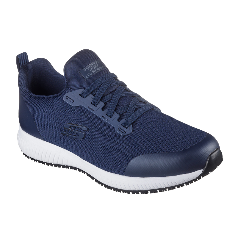 Skechers Work Slip Resistant Sneaker für Herren in Dunkelblau mit Schnürung und rutschfester weißer Sohle