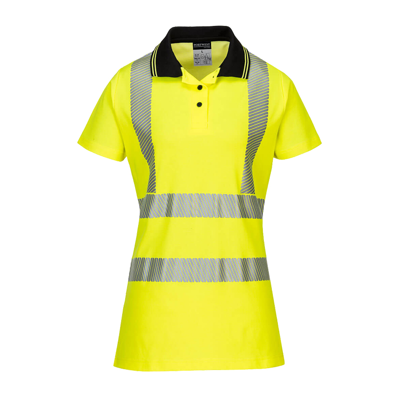 PortWest LW72 Damen Warnschutz Polo-Shirt Cotton Comfort Klasse 2