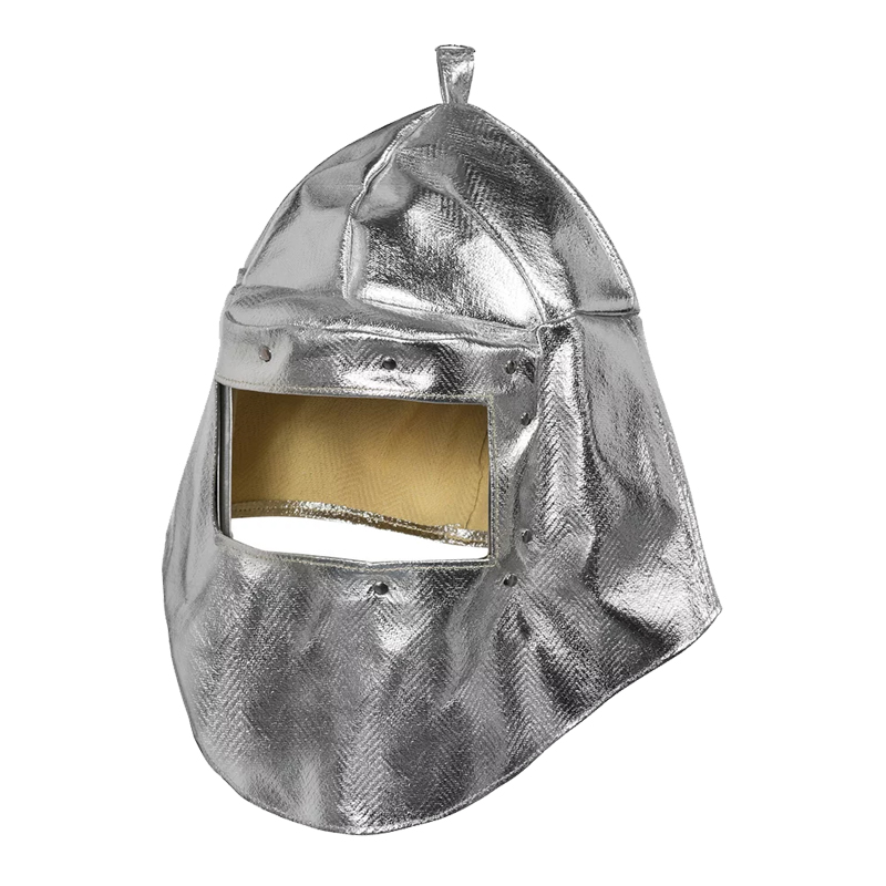 Silberne aluminisierte Tempex Hitzeschutz Haube TREME HEAT C3 475g von HB Protective Wear mit Gesichtsausschnitt für Arbeiten in extremer Hitze