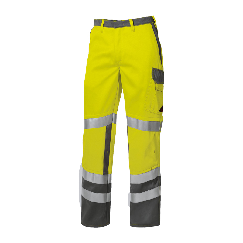 BP Bierbaum Proenen BP 2213 MultiNorm Hi-Vis Hose 4 kA | APC1, gelbe Warnschutzhose mit grauen Kontrastbereichen und Reflexstreifen