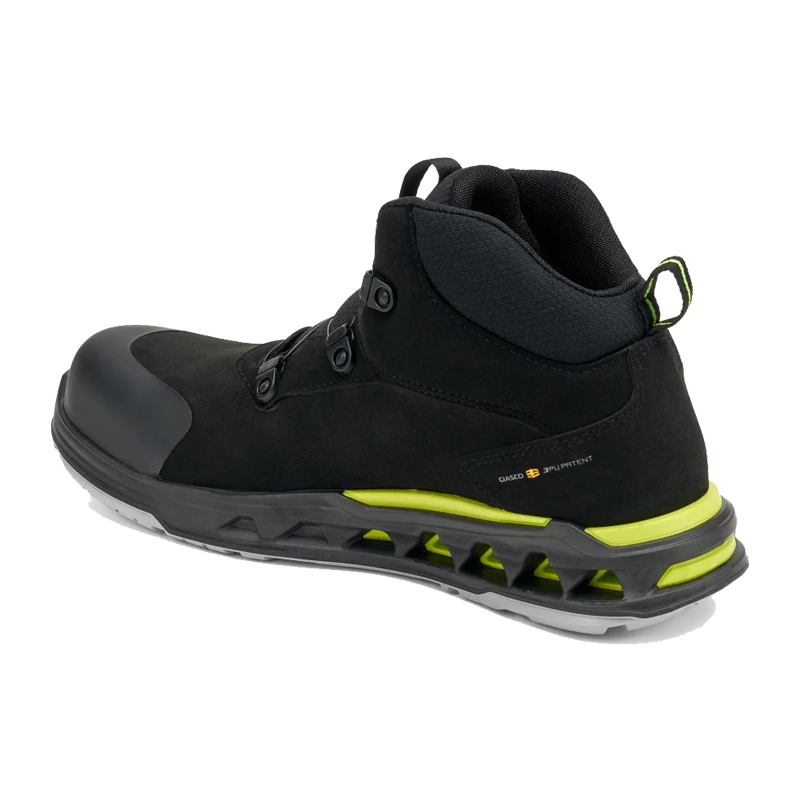 Giasco 3Cloud ESD Cosmo Sicherheitsstiefel | S3L, schwarzer ESD-Arbeitsstiefel mit Zehenschutzkappe und grün abgesetzter 3Cloud-Sohle