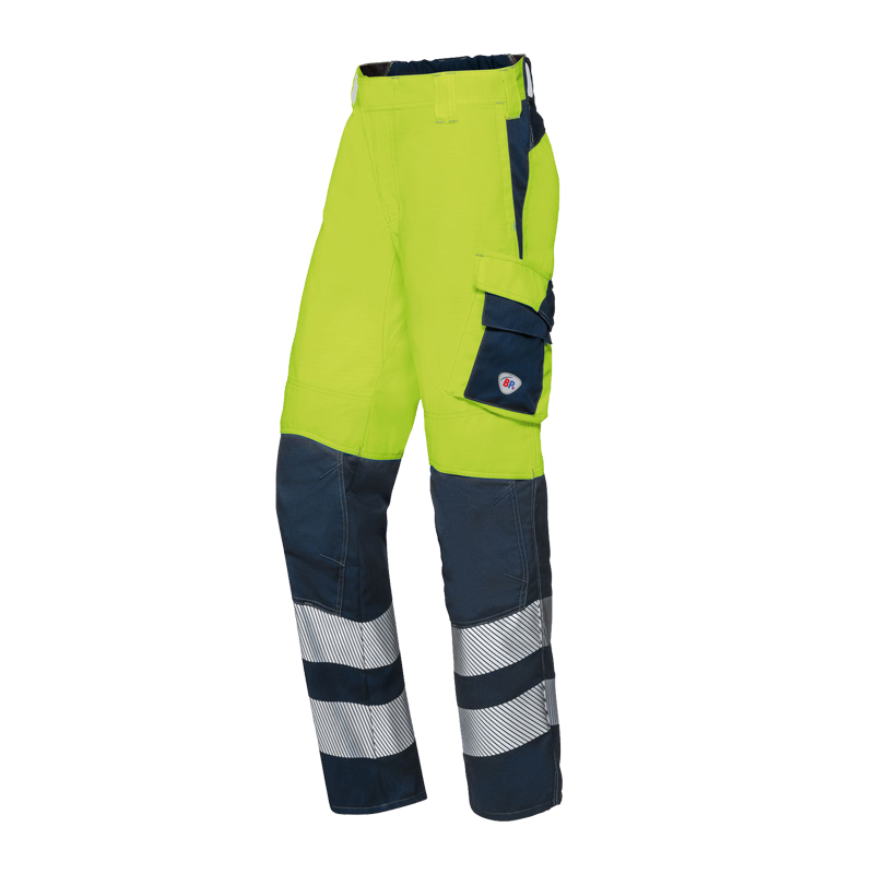 BP Bierbaum Proenen BP 2236 Hi-Vis MultiNorm Hose leicht 4 kA + 7 kA APC2 in Warngelb und Dunkelblau mit Reflexstreifen und Beintasche