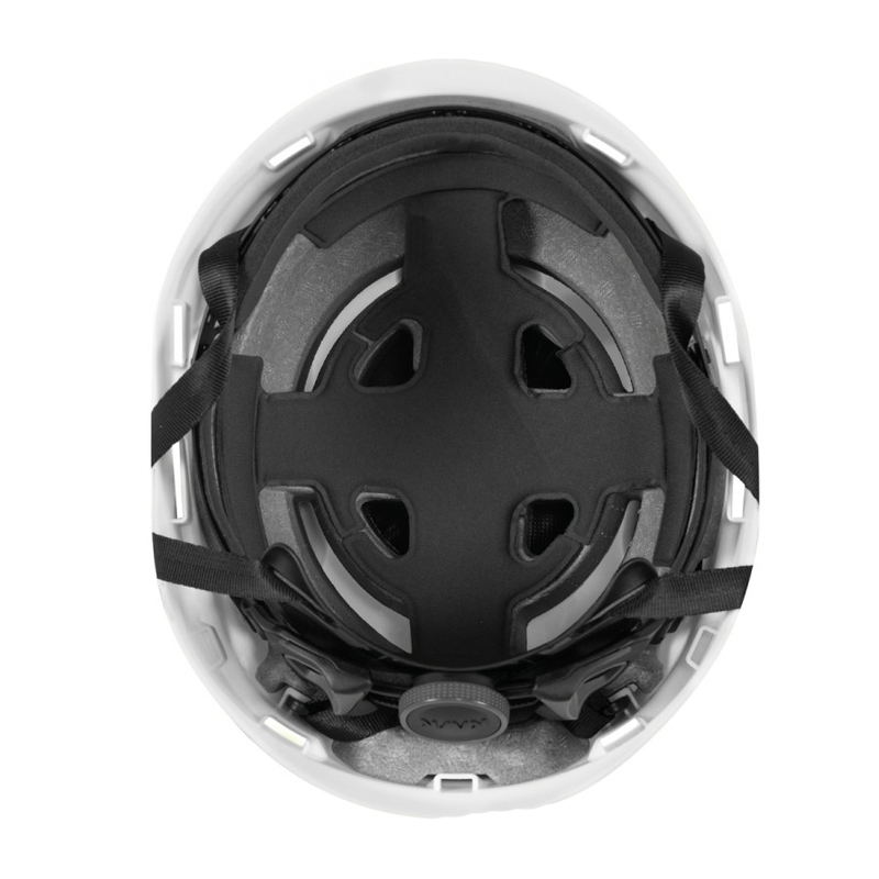 Innenansicht des Kask Zenith X MAX Industriehelms für große Köpfe bis 66 cm, mit stoßdämpfender Innenausstattung, Polsterung und verstellbarem Anpassungssystem