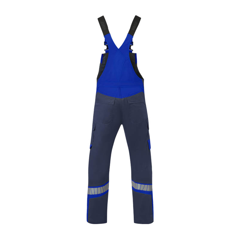 HaVeP Arbeitslatzhose in Blau und Anthrazit mit verstellbaren Trägern, Taschen und Reflexstreifen an den Beinen