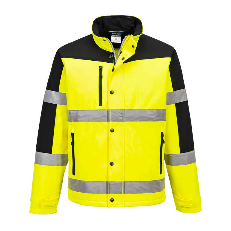 PortWest S429 Warnschutz SoftShell Jacke 3-lagig winddicht und wasserfest
