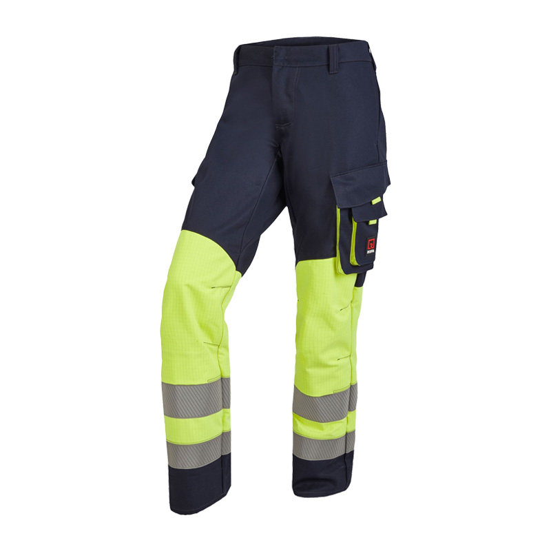 Rofa Multi-Light HI-VIS I 2505 MultiNorm Hose 4 kA | APC1, marineblau-neongelb, mit Reflexstreifen und Seitentaschen