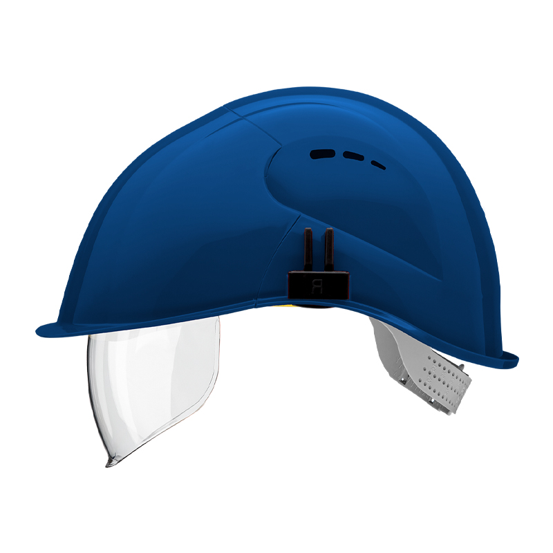 Blauer Voss VisorLight Schutzhelm mit integriertem klarem Visier und Drehverschluss, Arbeitsschutzhelm nach EN 397