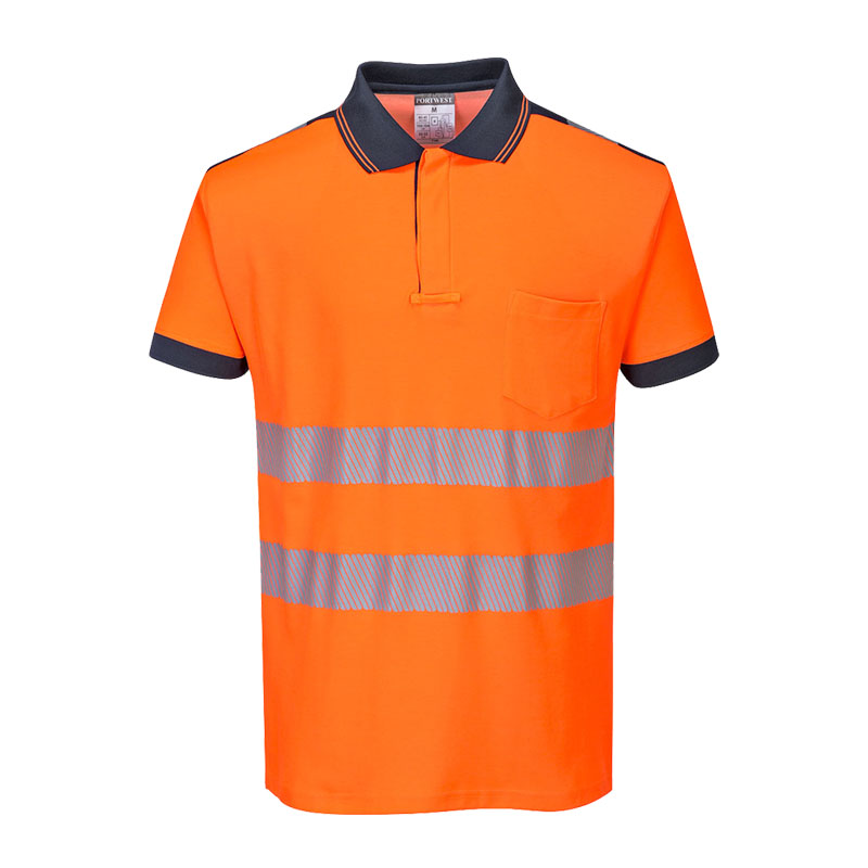 PortWest T180 Warnschutz Polo Shirt kurzarm Cotton Comfort Klasse 2
