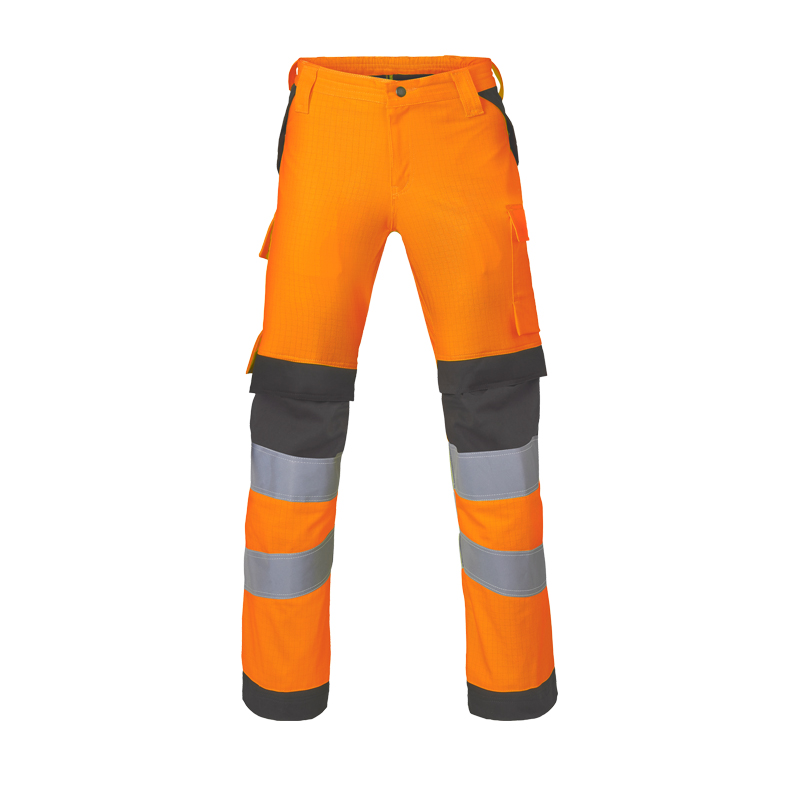 HaVeP Multi Protector+ MultiNorm Warnschutz Bundhose Klasse 2 APC1, orange Arbeitsbundhose mit schwarzen Einsätzen und Reflexstreifen