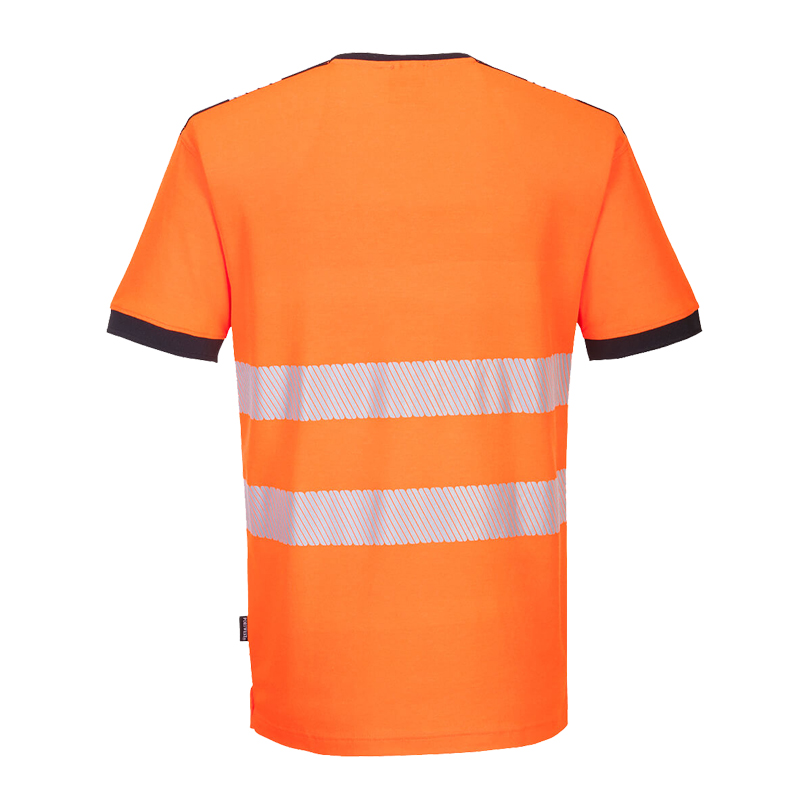 PortWest PW310 Warnschutz T-Shirt mit V Ausschnitt Klasse 2