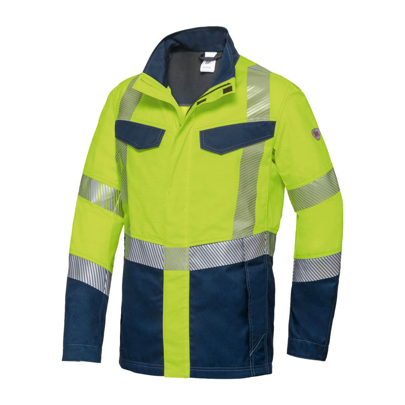 BP Bierbaum Proenen BP 2208 Hi-Vis MultiNorm Jacke extra leicht 4 kA APC1 in Warnschutzgelb und Dunkelblau mit Reflexstreifen