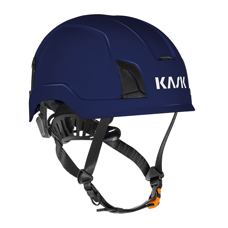 KASK ZENITH-X Industriehelm EN 397 + EN 50365 von Kask in Blau mit Kinnriemen und Größenverstellung, Seitenansicht