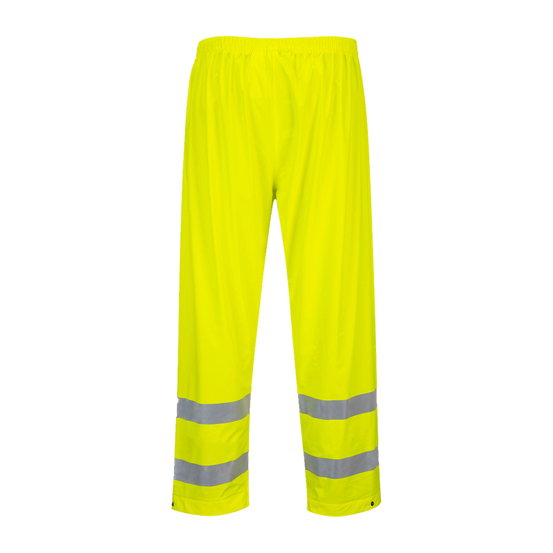 PortWest S493 Warnschutz Ultra Regen Hose Klasse 1, gelbe wasserdichte Regenhose mit Reflexstreifen, elastischem Bund und verstellbaren Beinabschlüssen