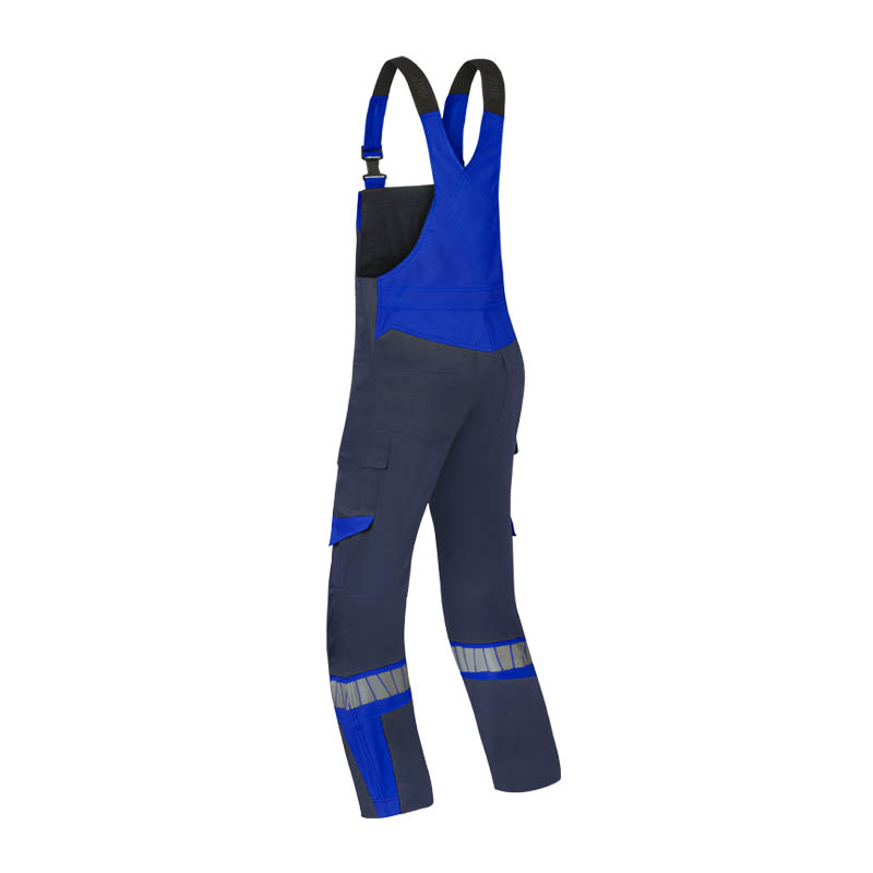 HaVeP Arbeits-Latzhose in Blau und Anthrazit mit verstellbaren Trägern, Taschen und Reflexstreifen am Bein