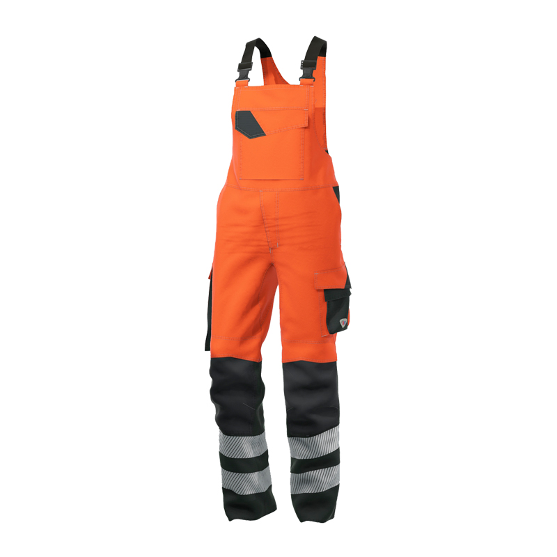 BP 2237 Hi-Vis MultiNorm Latzhose leicht 4 kA + 7kA APC2 von BP Bierbaum Proenen, Warnschutz-Latzhose in Orange mit schwarzen Besätzen und Reflexstreifen
