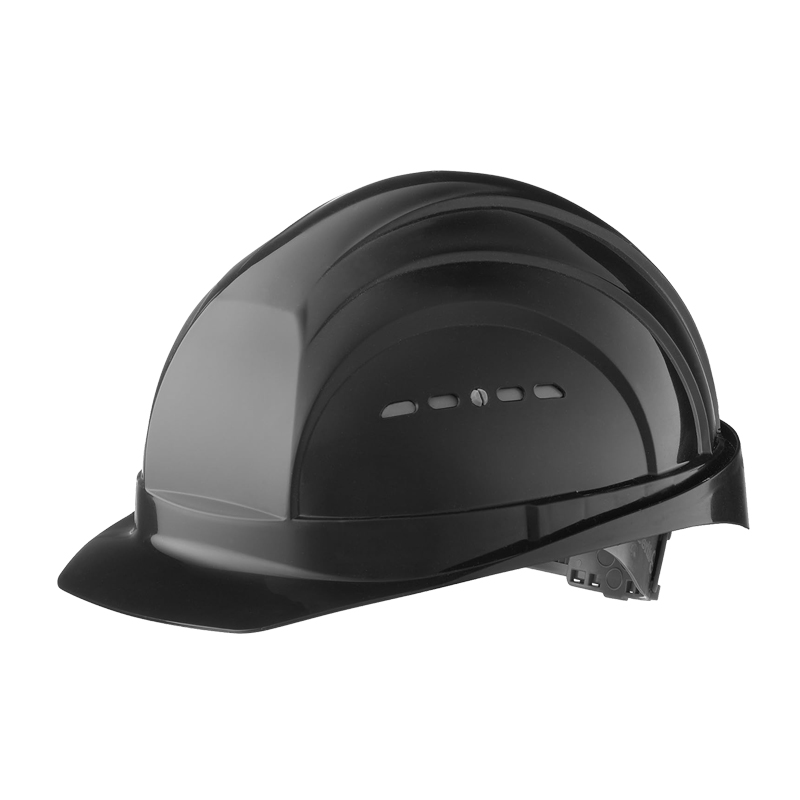 Schwarzer Schuberth Schutzhelm mit Schirm und Belüftungsschlitzen, robuste Sicherheitskopfbedeckung für den professionellen Arbeitseinsatz