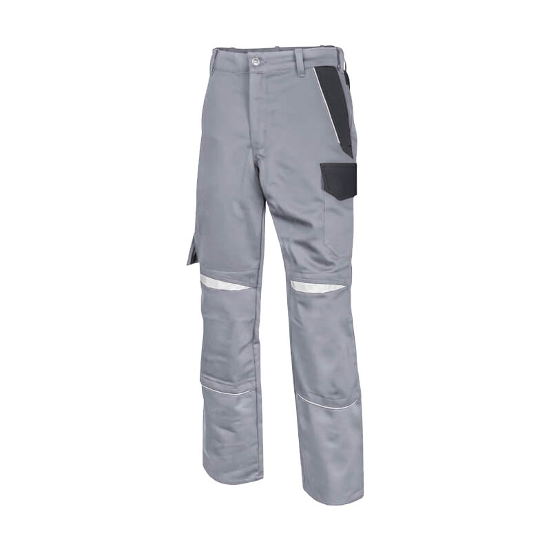 Graue HB ArcSelect MultiNorm Hose 4 kA | APC1 von HB Protective Wear, Arbeitsschutzhose mit schwarzen Verstärkungen und Reflexdetails
