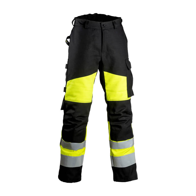Dimex 6438 MultiNorm Winter Hose gefüttert, schwarze Warnschutzhose Klasse 1 mit gelben Einsätzen und Reflexstreifen für winterliche Arbeitseinsätze
