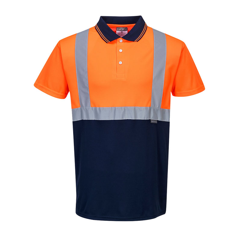 PortWest S479 Warnschutz Polo Shirt kurzarm kontrast Klasse 1