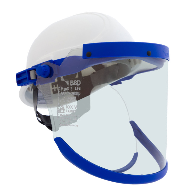 BSD ErgoS 3Plus Störlichtbogen Visier Universal, APC2-zertifiziertes Schutzvisier mit Helm für Elektrohandwerk, Energieversorger und Industrie