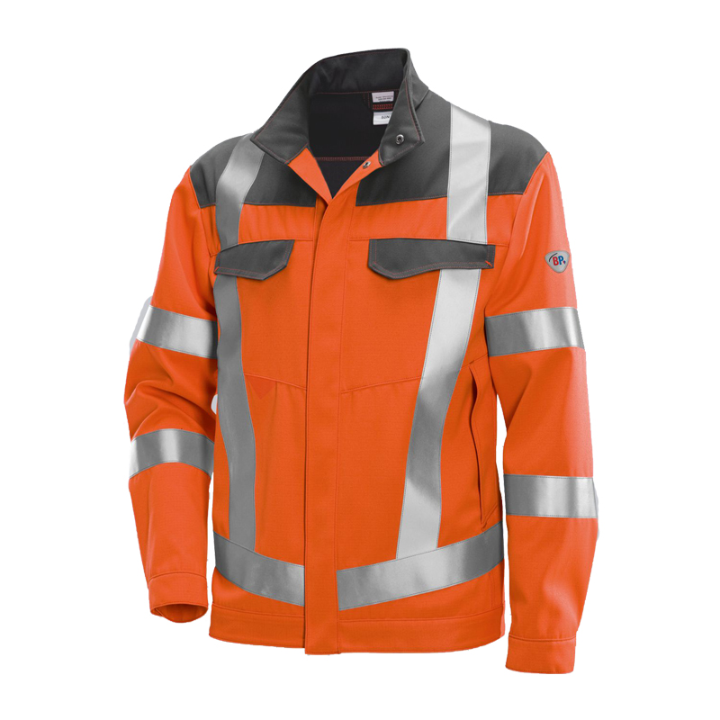 BP Bierbaum Proenen BP 2212 MultiNorm Hi-Vis Jacke 4 kA | APC1, orange Warnschutzjacke mit grauen Kontrastflächen und umlaufenden Reflexstreifen