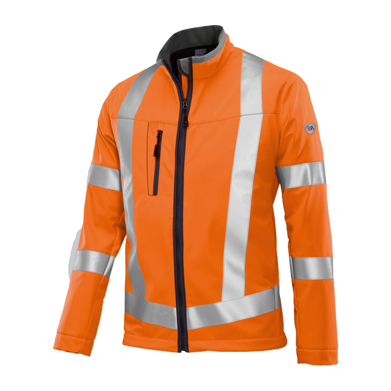 BP 2121 Warnschutz Softshell Jacke Klasse 3 von BP Bierbaum Proenen, orange Arbeitsjacke mit Reflexstreifen und Stehkragen