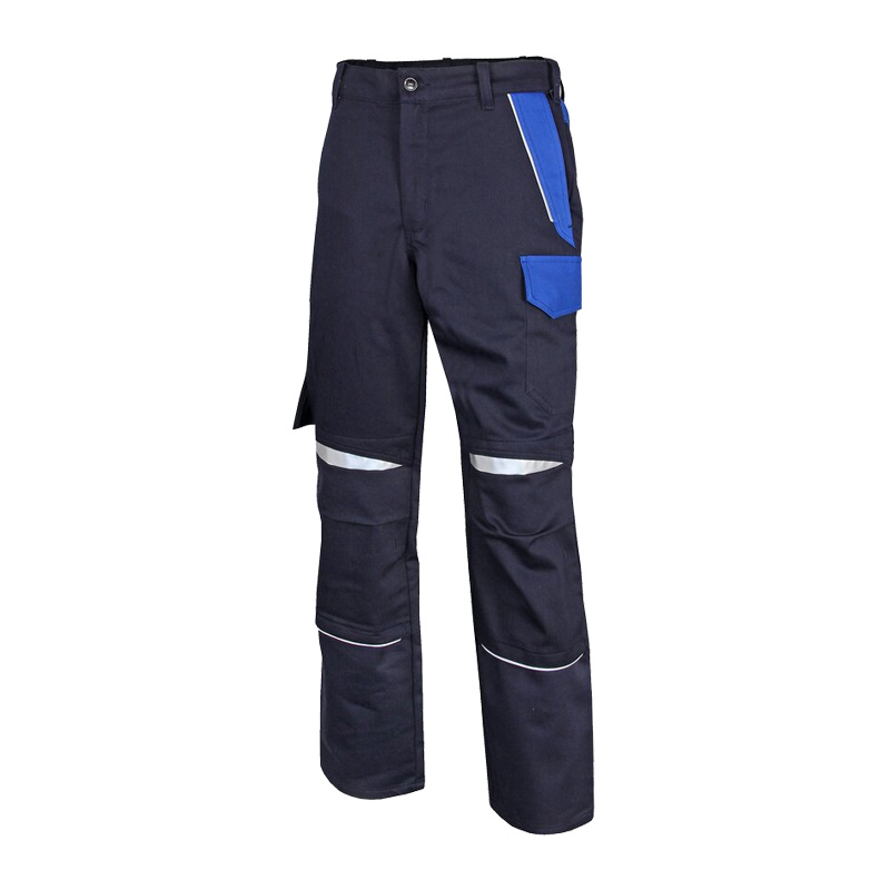 HB Protective Wear HB ArcSelect MultiNorm Hose 4 kA + 7 kA | APC2, dunkelblaue Schutz-Arbeitshose mit blauen Taschen und Reflexelementen