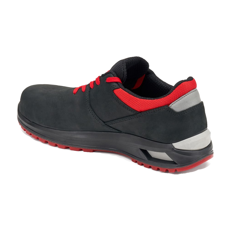 Giasco 3Hybrid Pag Sicherheitsschuh S3L in Schwarz-Rot, niedriger Arbeitsschuh aus Nubukleder mit 3HYBRID Sohle und max Dämpfung