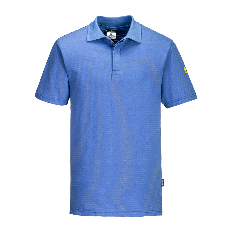 PortWest AS21 Antistatik ESD Polo-Shirt kurzarm für EPA Bereiche